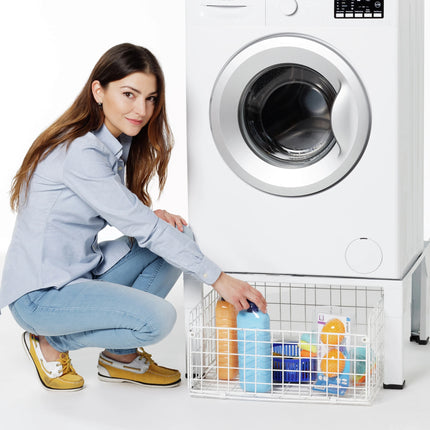 SCANPART - Dryer and Washing Machine Raiser - With Basket - White - 30 cm x 62 cm x 55 cm image