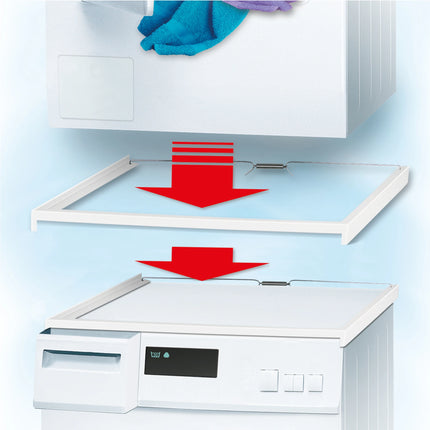 SCANPART - Stacking kit for washing machine and tumble dryer - White - Compact - Also for washing machines with rounded corners image