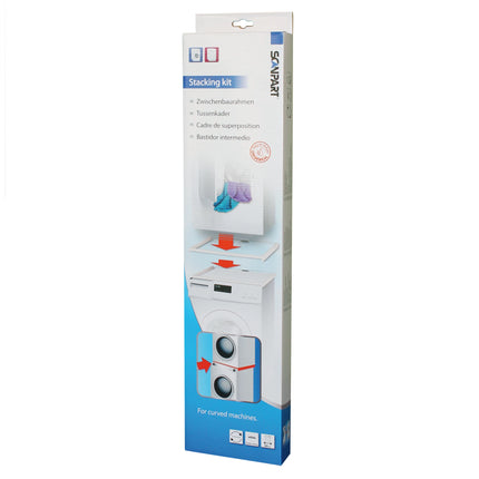 SCANPART - Stacking kit for washing machine and tumble dryer - White - Compact - Also for washing machines with rounded corners image