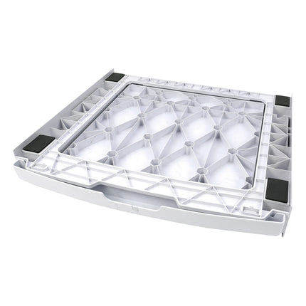 SCANPART - Stacking kit for washing machine and tumble dryer - Plastic - With worktop - White - Also for heat pump dryers - Tension strap included image