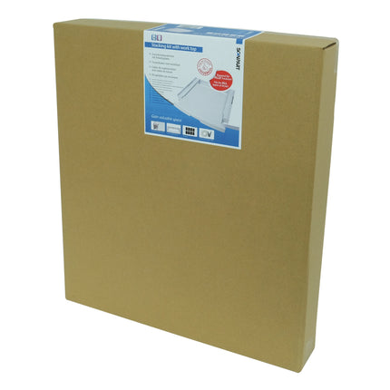 SCANPART - Stacking kit for washing machine and tumble dryer - Plastic - With worktop - White - Also for heat pump dryers - Tension strap included image