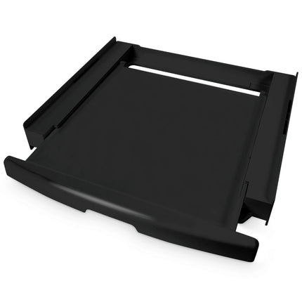 SCANPART - Stacking kit for washing machine and tumble dryer - Plastic - With worktop - Black - Also for heat pump dryers - Tension strap included image
