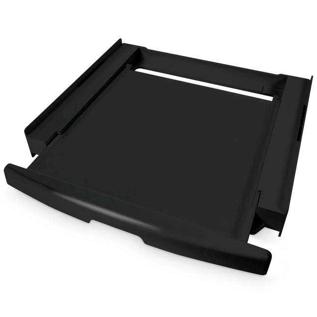 SCANPART - Stacking kit for washing machine and tumble dryer - Plastic - With worktop - Black - Also for heat pump dryers - Tension strap included image
