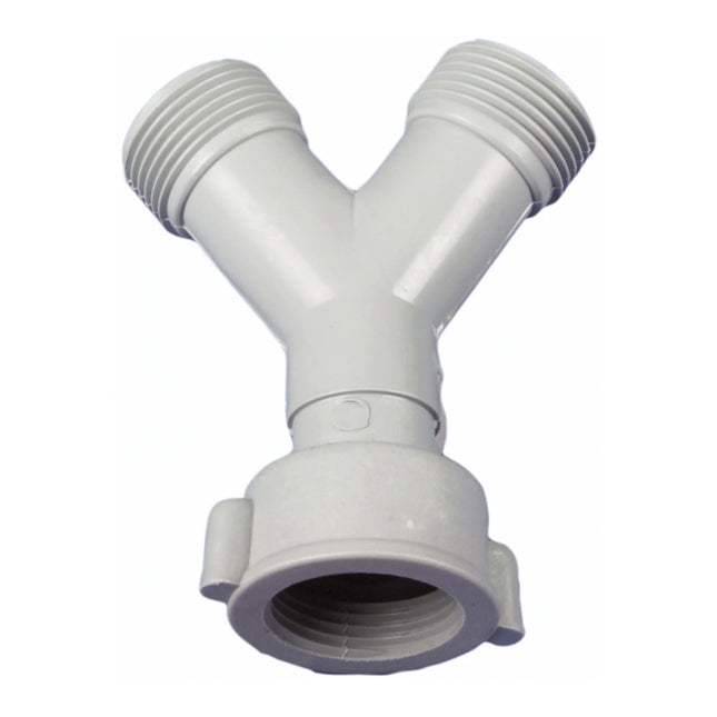 HOUSEBRAND - Y-Piece Supply Hose - 2x 3/4" Male Thread - 1x 3/4" Female Thread - White - 1 Piece image