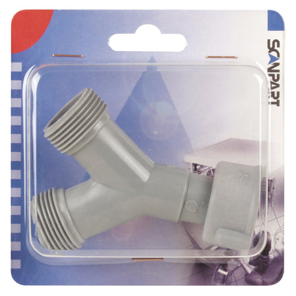 HOUSEBRAND - Y-Piece Supply Hose - 2x 3/4" Male Thread - 1x 3/4" Female Thread - White - 1 Piece image