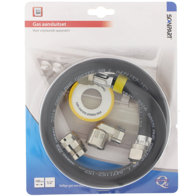 SCANPART - Gas connection set - NL standard - 1/2"(F) - 1/2"(F) - 100 cm image
