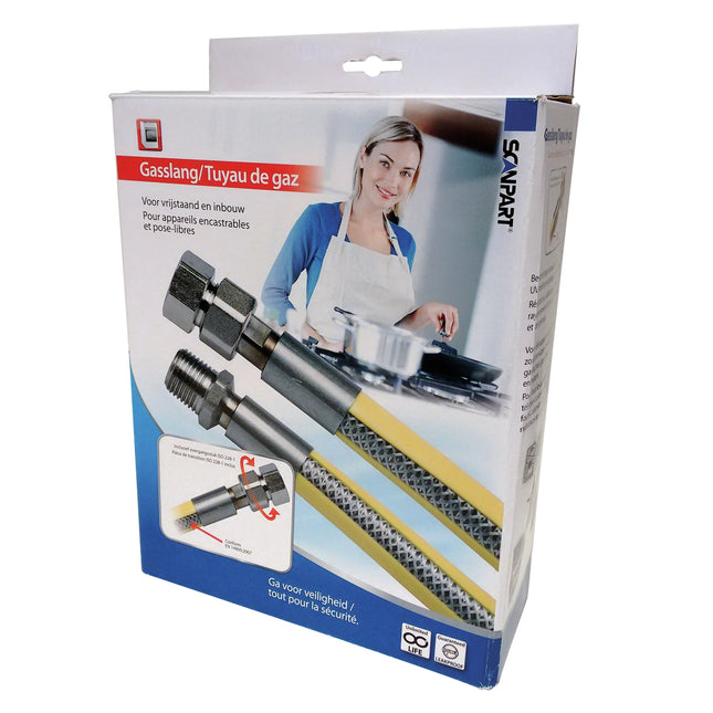 SCANPART - Gas connection set - BE standard - DN12 (M ISO7) - 1/2"(F ISO7), 1/2"(F ISO228) - 150 cm image