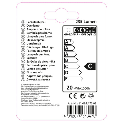 SCANPART - Oven Lamp - G4 - 20W - 350 Lumen - 2700 K - Bright - Capsule - Duo Pack image