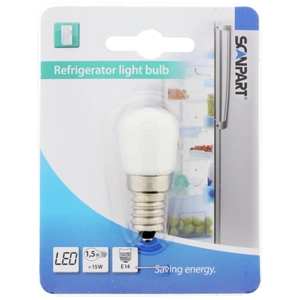 SCANPART - Refrigerator Bulb - E14 - 15 W - 100 Lumen - 3000 K - Frosted - T25 image