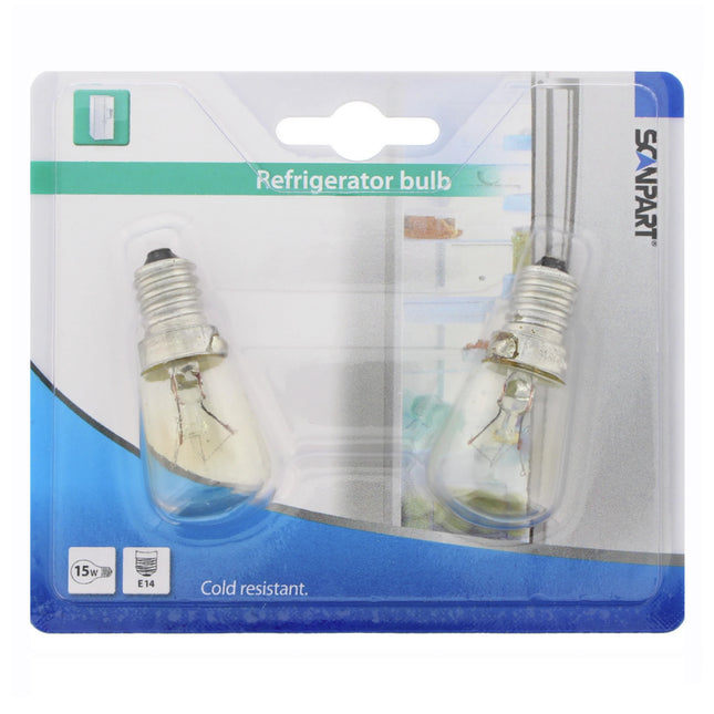 SCANPART - Refrigerator Bulb - E14 - 15 W - 110 Lumen - 2700 K - Bright - T25 - Duo Pack image