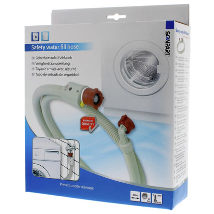 SCANPART - Supply hose with Aquastop - 3/4" angled - 3/4" straight - 90 bar - 2.0 m image