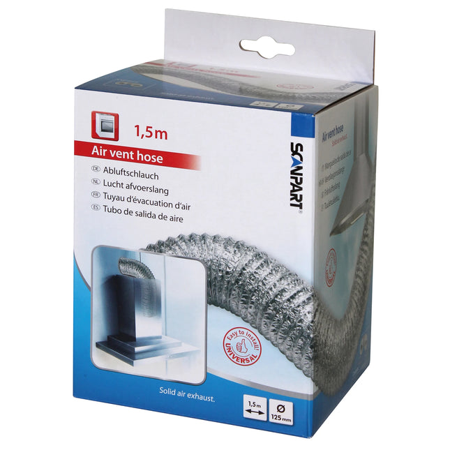 SCANPART - Air Exhaust Hose - 1.5 m - 125 mm - Aluminum - Silver image