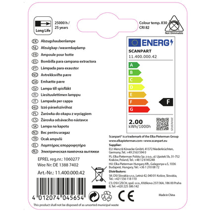SCANPART - Cooker hood Bulb - E14 - 20 W - 140 Lumen - 3000 K - Frosted - T26 image