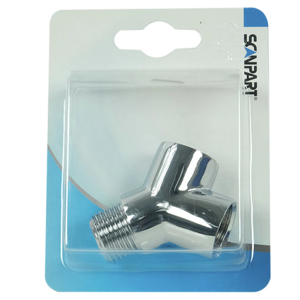 SCANPART - Y-Piece Water Tap - 1/2 x 1/2 x 1/2 - Silver - 1 Piece image
