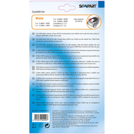 SCANPART Exhaust Filter SF-HA50 - Suitable for Miele H12|AirClean image