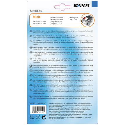 SCANPART Exhaust Filter SF-AA50 - Suitable for Miele H12|AirClean|Carbon image