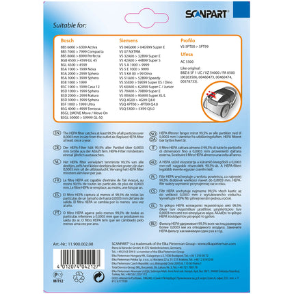 SCANPART Exhaust Filter BBZS8SF1 - Suitable for Bosch|Siemens BBZS8SF1(00)|BBZS8SF100 image