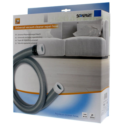 SCANPART Vacuum cleaner hose Clickring - Clickring Connection 32 mm  - 1.8 m - Suitable for AEG | Daewoo | Electrolux | LG | Moulinex | Philips | Nilfisk | Tristar image