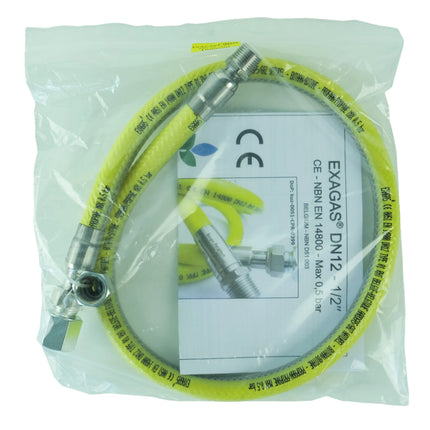 INDUMAT - Gas hose - BE standard - DN12 (M ISO7) - 1/2"(F ISO7), 1/2"(F ISO228) - 100 cm image