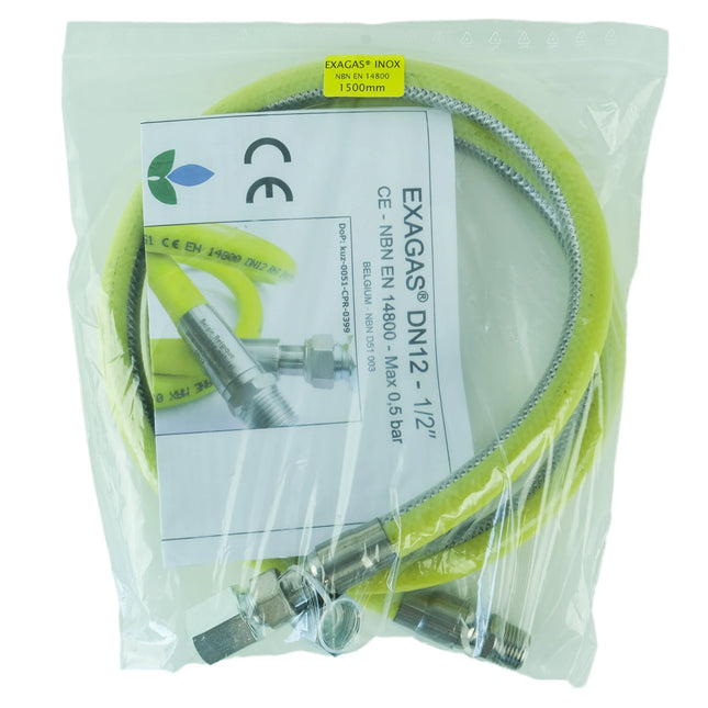 INDUMAT - Gas hose - BE standard - DN12 (M ISO7) - 1/2"(F ISO7), 1/2"(F ISO228) - 150 cm image