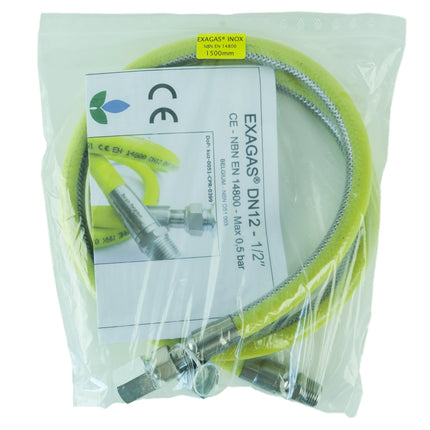 INDUMAT - Gas hose - BE standard - DN12 (M ISO7) - 1/2"(F ISO7), 1/2"(F ISO228) - 150 cm image