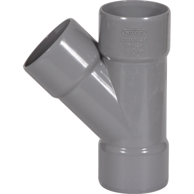 HOUSEBRAND - Y-piece - 3x adhesive sleeve - 40mm - 45° - PVC - Gray image