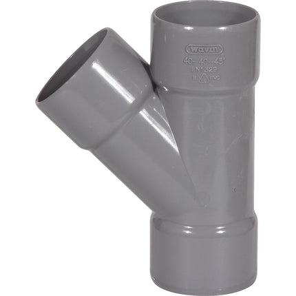 HOUSEBRAND - Y-piece - 3x adhesive sleeve - 40mm - 45° - PVC - Gray image