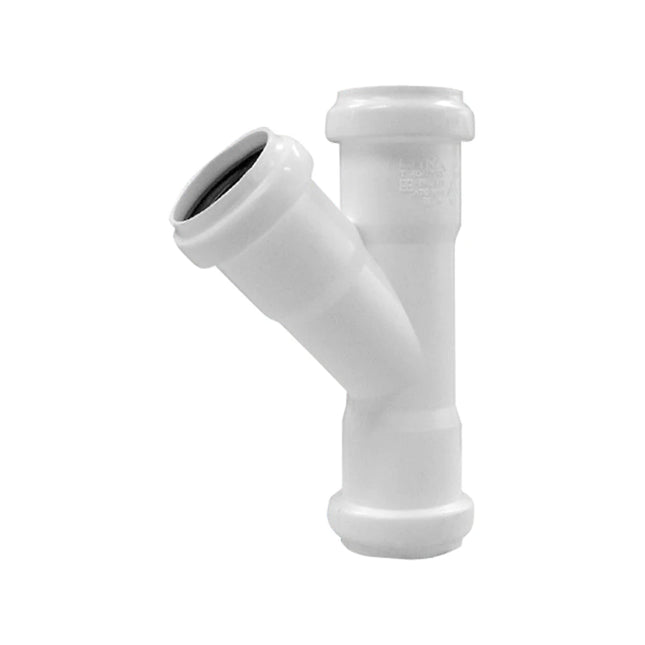 HOUSEBRAND - Y-piece - 40mm - 45° - With 3 sleeve connections - PVC - White image