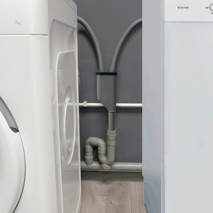 HOUSEBRAND - Y-piece drain - For washing machine/dishwasher - PVC - Gray image