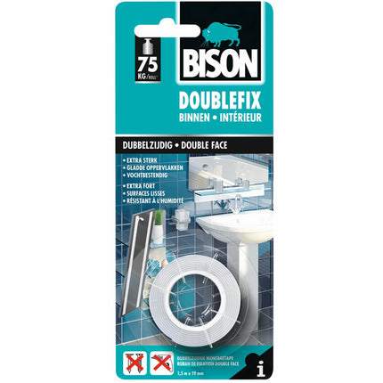BISON - adhesive tape 2-sided white 1.5m image
