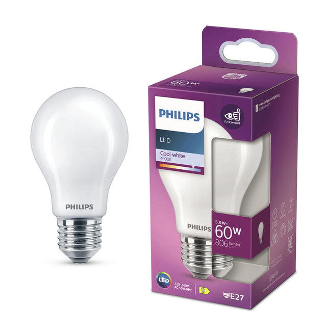 PHILIPS - LED lamp - 60W - E27 - 806Lm - Pear - Cool white image