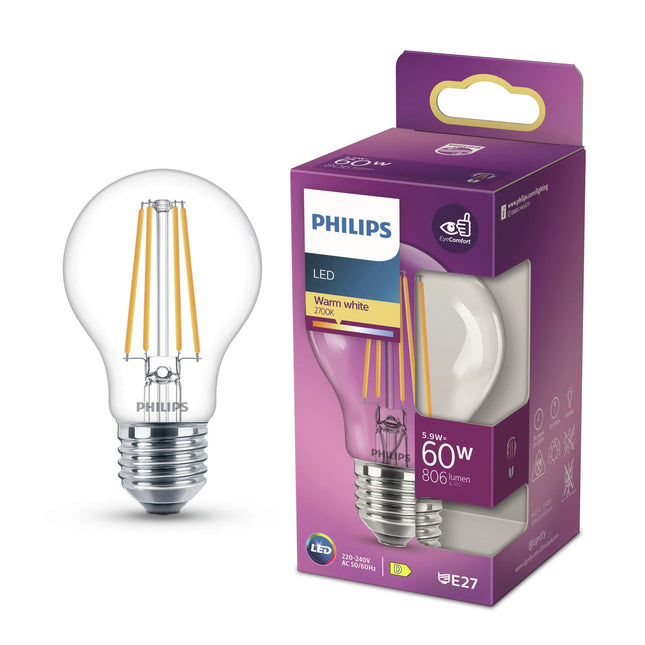 PHILIPS - Vintage Led - E27 - 60 W - 806 Lumens - 2700 K - Bright - Pear image
