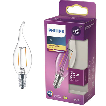 PHILIPS - Lamp - E14 - 25 W - 260 Lumens - 2700 K - Bright - Candle with tip image