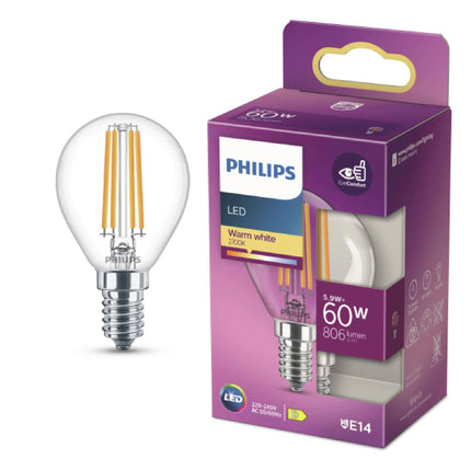 PHILIPS - Lamp - E14 - 60 W - 806 Lumens - 2700 K - Bright - Pear image