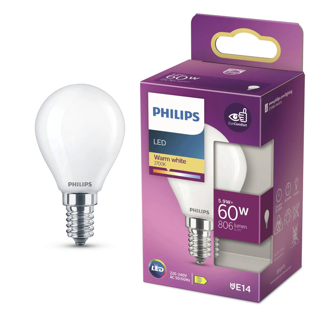 PHILIPS - Vintage Led - E14 - 60 W - 806 Lumens - 2700 K - Frosted - Pear - Duo Pack image