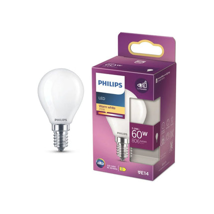 PHILIPS - Vintage Led - E14 - 60 W - 806 Lumens - 2700 K - Frosted - Pear - Duo Pack image