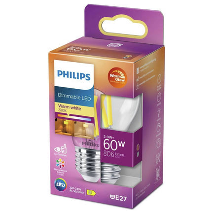 PHILIPS - Lamp - E27 - 60 W - 806 Lumens - 2700 K - Bright - Pear image