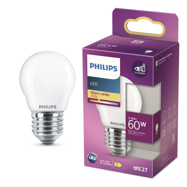PHILIPS - Lamp - E27 - 60 W - 806 Lumens - 2700 K - Frosted - Pear image
