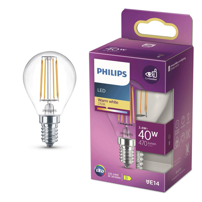 PHILIPS - Lamp - E14 - 40 W - 470 Lumens - 2700 K - Bright - Pear image