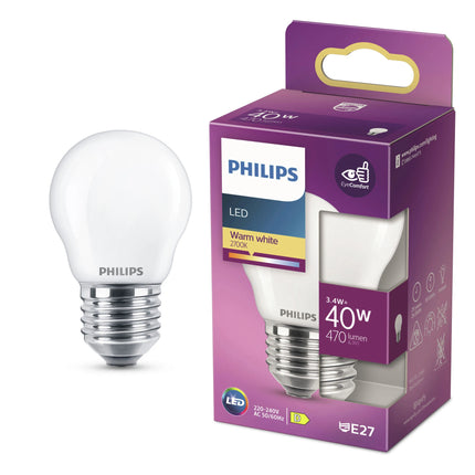 PHILIPS - Lamp - E27 - 40 W - 470 Lumens - 2700 K - Frosted - Pear image