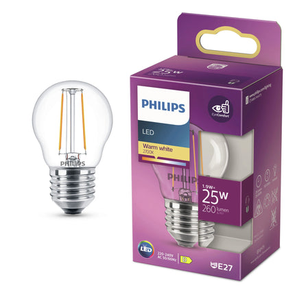 PHILIPS - Lamp - E27 - 25 W - 260 Lumens - 2700 K - Bright - Pear image