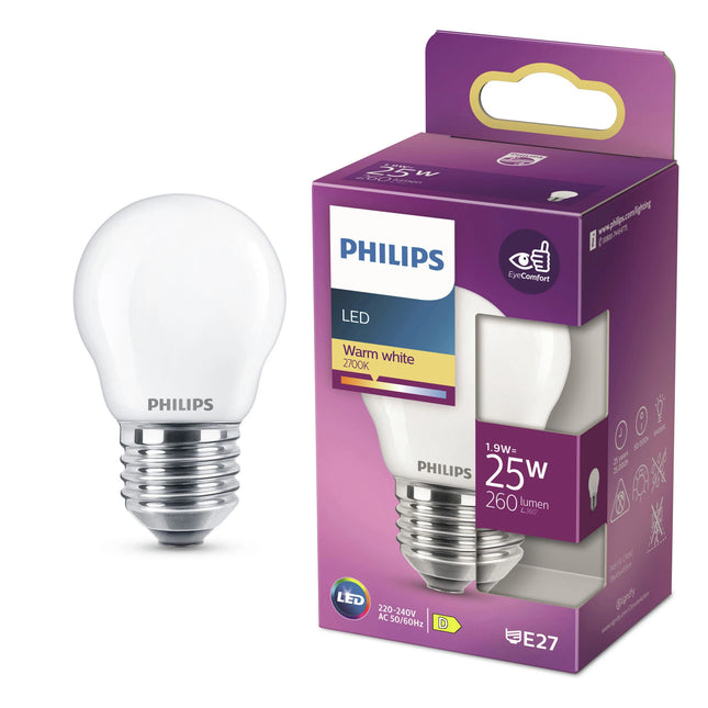 PHILIPS - Lamp - E27 - 25 W - 260 Lumens - 2700 K - Frosted - Pear image