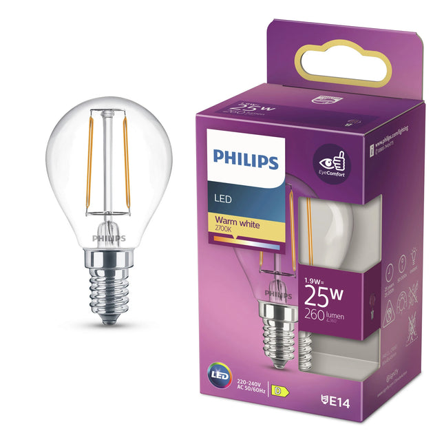 PHILIPS - Lamp - E14 - 25 W - 260 Lumens - 2700 K - Frosted - Pear image