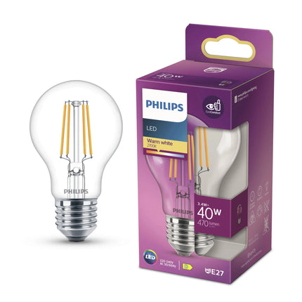 PHILIPS - Lamp - E27 - 40 W - 470 Lumens - 2700 K - Bright - Pear image