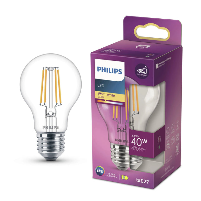PHILIPS - Lamp - E27 - 40 W - 470 Lumens - 2700 K - Bright - Pear image
