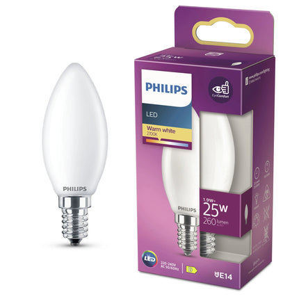 PHILIPS - Lamp - E14 - 25 W - 260 Lumens - 2700 K - Frosted - Candle image