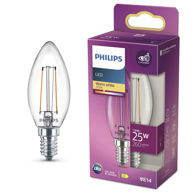 PHILIPS - Lamp - E14 - 25 W - 260 Lumens - 2700 K - Bright - Candle image
