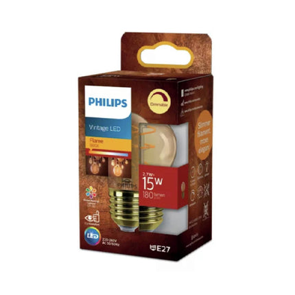 PHILIPS - Lamp - E27 - 15 W - 180 Lumens - 1800 K - Flame - Pear - Dimmable image