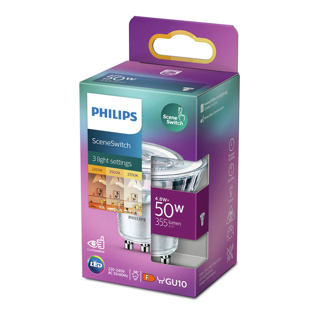 PHILIPS - Reflector Spot - GU10 - 50 W - 355 Lumen - 2200 K - 2700 K - Bright - Reflector Spot - Scene Switch image