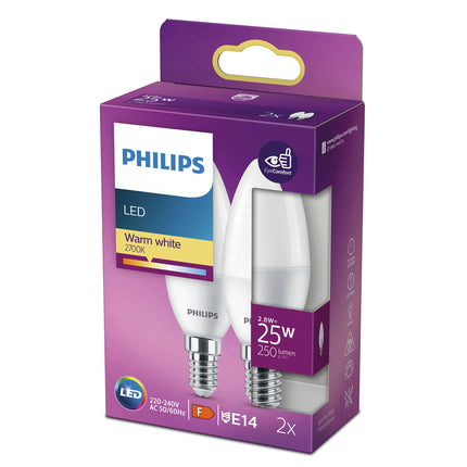 PHILIPS - Candle Light - E14 - 25 W - 250 Lumen - 2700 K - Frosted - B35 - Duo Pack image